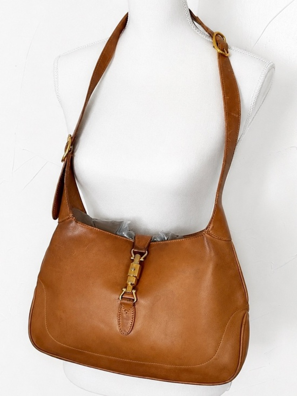 GUCCI Jackie Purse Leather Good Vintage Condition W Extension Strap